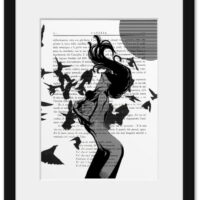 Fly naked - Art print on vintage book page