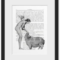 Two beauties – Art print on vintage book page
