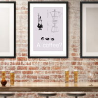 Art pint or Poster illustration Coffee by ©Layla Oz in a room