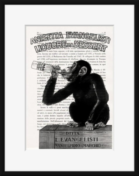 drunk monkey art print