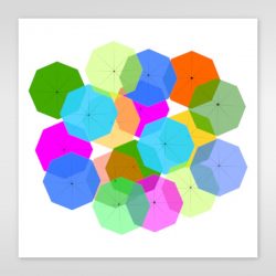 colorful umbrellas art print